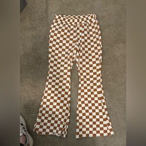 Target Brown and White Checkered Flare Pants